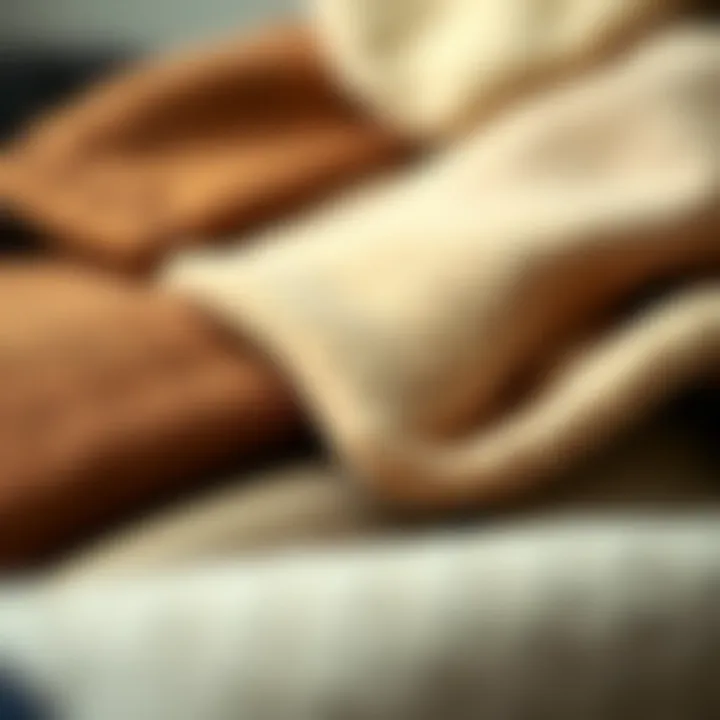 Close-up of different fabrics used in single breasted overcoats.