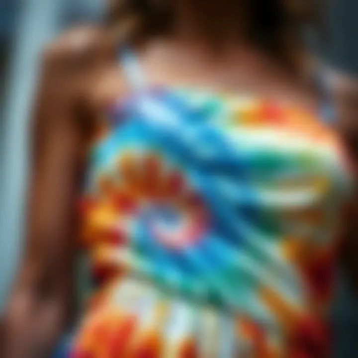 Close-up of tie dye patterns on fabric