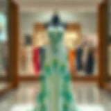 Elegant display of a tie dye strapless maxi dress