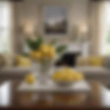 Faux Lemons in Living Room Decor Elegant arrangement of faux lemons in a contemporary living room setting