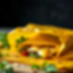 Close-up of reusable beeswax paper with food wrapped inside
