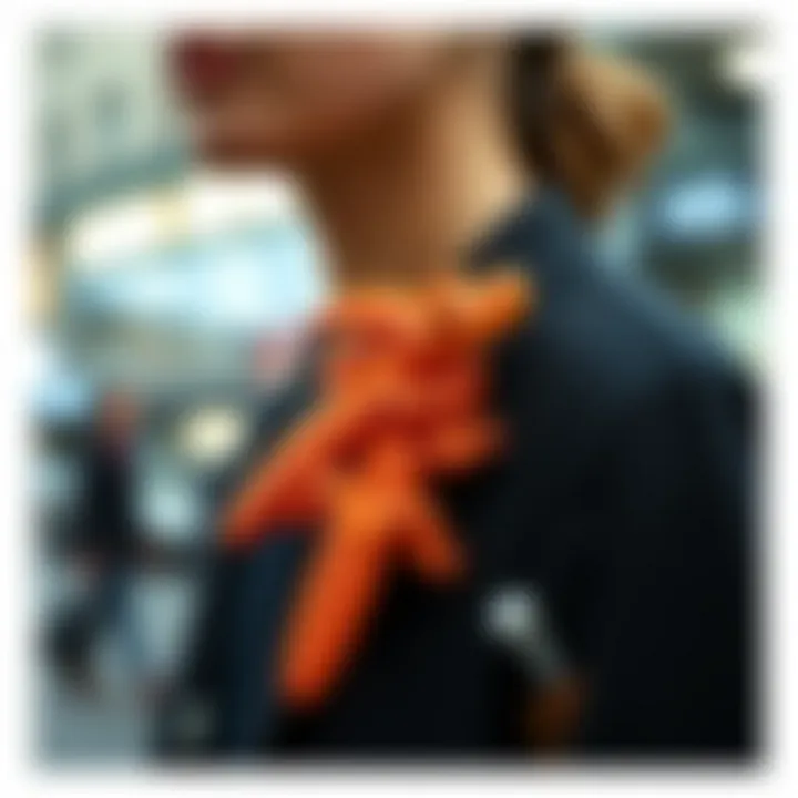 Alligator clips used as decorative elements in a fashion ensemble