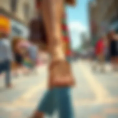 Fringe Sandals in Everyday Fashion Fashionable individual showcasing fringe sandals in a vibrant outfit