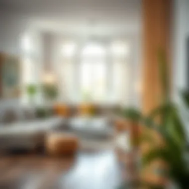 Large wood bead garland accentuating a modern bohemian living space