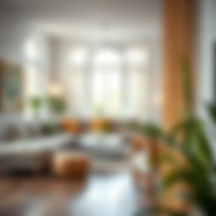 Large wood bead garland accentuating a modern bohemian living space