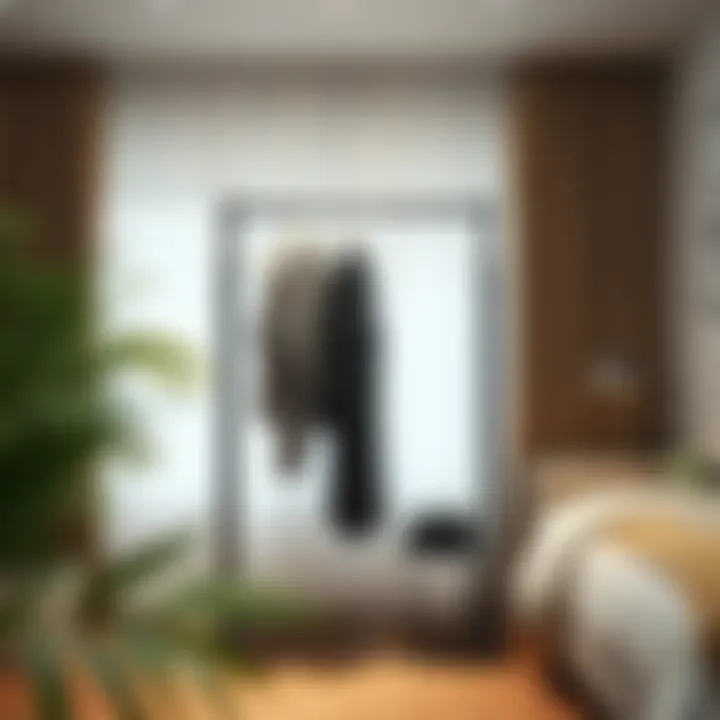 Functional Design in Home Decor Plastic garment rack in a modern bedroom setting