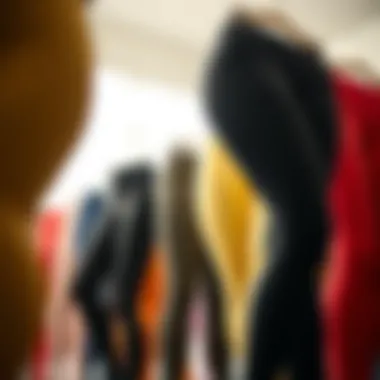 A diverse range of plus size spandex pants displayed in various colors and styles