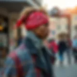 Stylish bandana showcasing its versatility in casual settings.