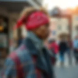 Stylish bandana showcasing its versatility in casual settings.