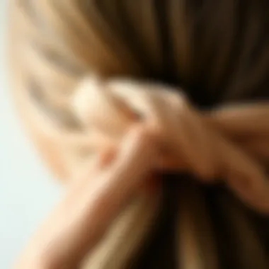 Close-up of a sustainable twist hair band made from eco-friendly materials