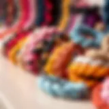 A collection of vibrant twist hair bands displayed artistically