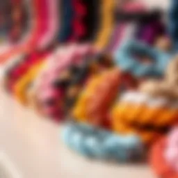 A collection of vibrant twist hair bands displayed artistically