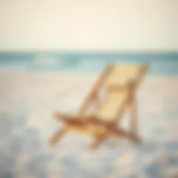 Elegant beach backrest chair amidst sandy shore