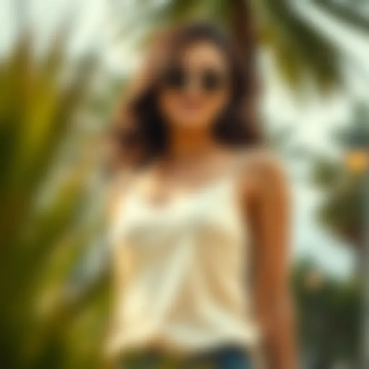 A fashionable individual wearing a perfectly fitted cami