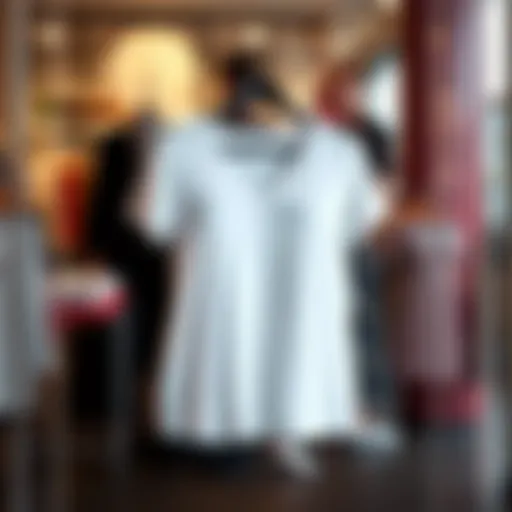 A stylish plus size white v neck t-shirt on a display