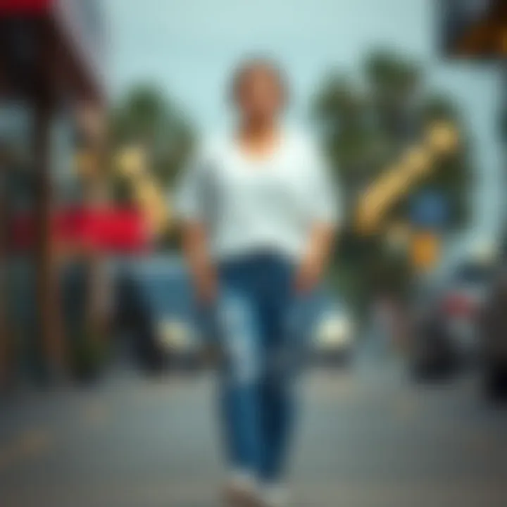 A casual outfit featuring a plus size white v neck t-shirt paired with denim