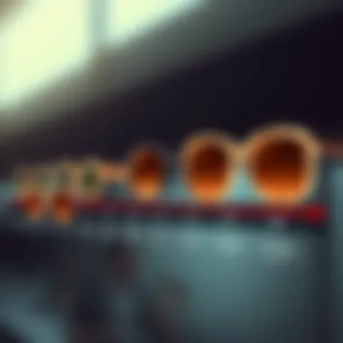 A timeline infographic illustrating the evolution of sunglasses designs through the decades.