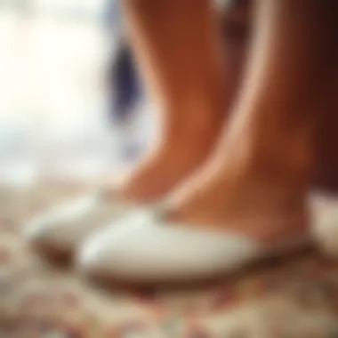 Comfortable white slippers ideal for long wedding events