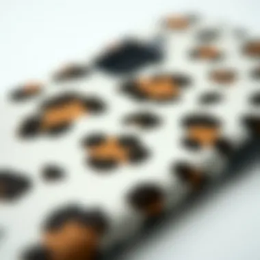 Material Quality of White Cheetah Print Phone Case Close-up of the material used in the white cheetah print phone case