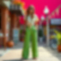 Stylish wide leg casual pants in a vibrant setting