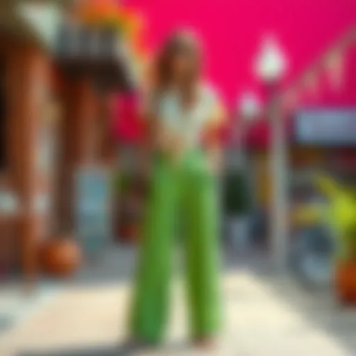 Vibrant Wide Leg Casual Pants Stylish wide leg casual pants in a vibrant setting