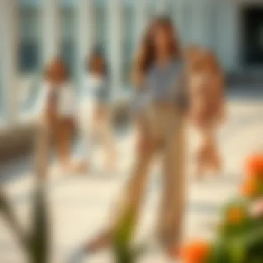 Different styles of wide leg woven pants in fashion