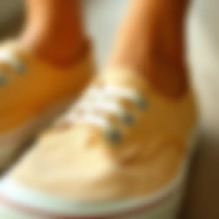 Close-up of eco-friendly materials used in flat canvas shoes.