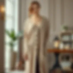 Elegant long cardigan with buttons in a stylish setting