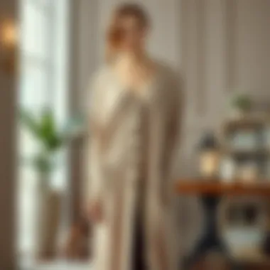 Elegant Long Cardigan Design Elegant long cardigan with buttons in a stylish setting