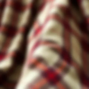 Detailed Fabric Texture Close-up of fabric texture showcasing the plaid design