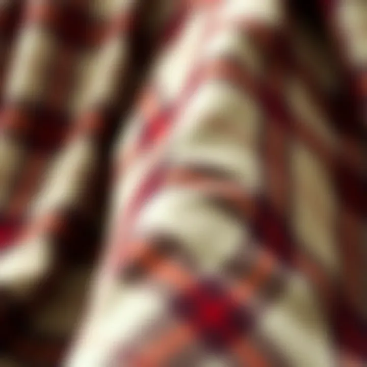 Detailed Fabric Texture Close-up of fabric texture showcasing the plaid design