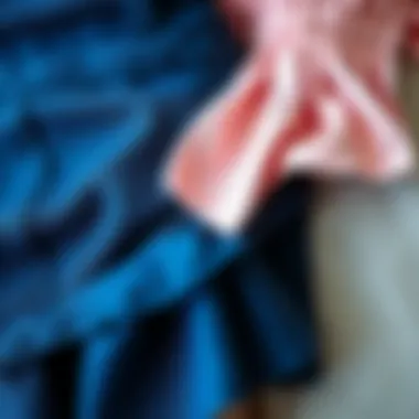 Close-up of fabric textures showcasing a high-waisted skirt and a crop top