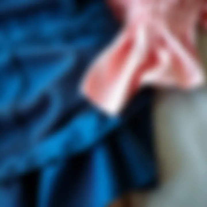 Close-up of fabric textures showcasing a high-waisted skirt and a crop top