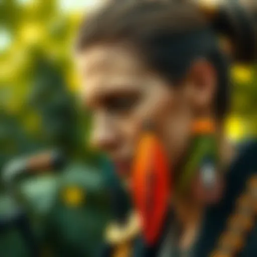 Artistic representation of feather earrings showcasing various styles