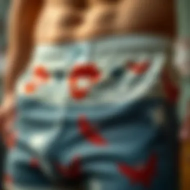 Close-up of customization options for boxer shorts