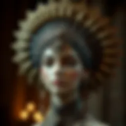 Intricately designed goddess headpiece showcasing historical craftsmanship