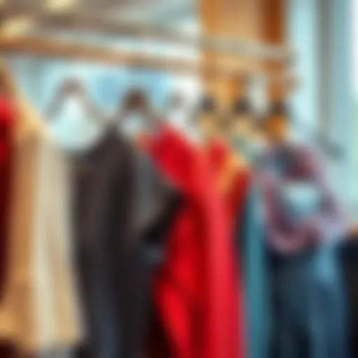 Stylish nursing tops displayed on hangers