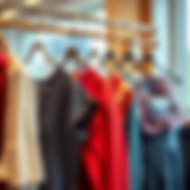 Stylish nursing tops displayed on hangers