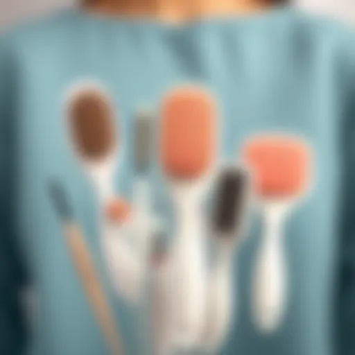 Illustration showcasing various types of hair removal brushes designed for clothing