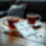 Daily motivational card lying on a wooden table with a cup of tea