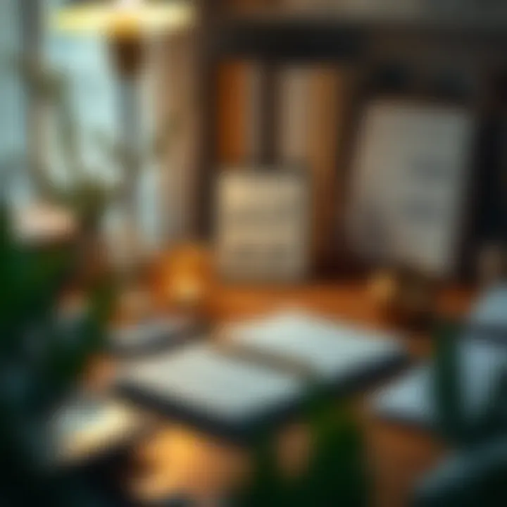 Creating a Sanctuary of Motivation and Self-Discovery A serene workspace showcasing a daily motivational card and a journal