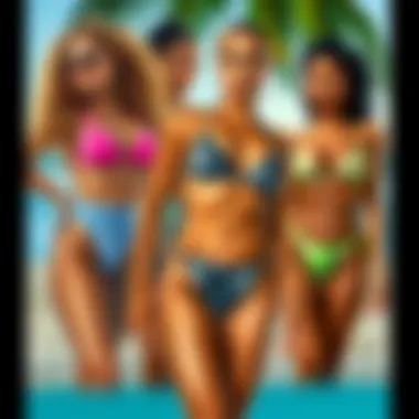 Collage showcasing diverse individuals in high rise high cut bikinis