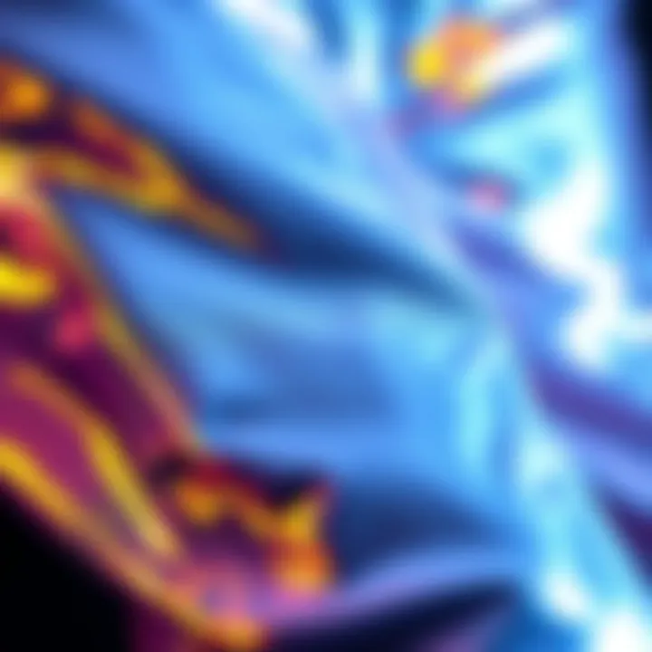 Detailing the Luster of Holographic Fabric Close-up of the shimmering fabric of holographic pants