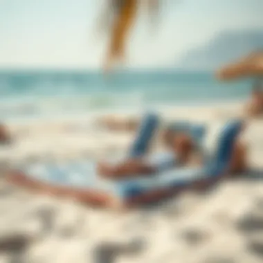 Stylish inflatable beach mat set up for relaxation