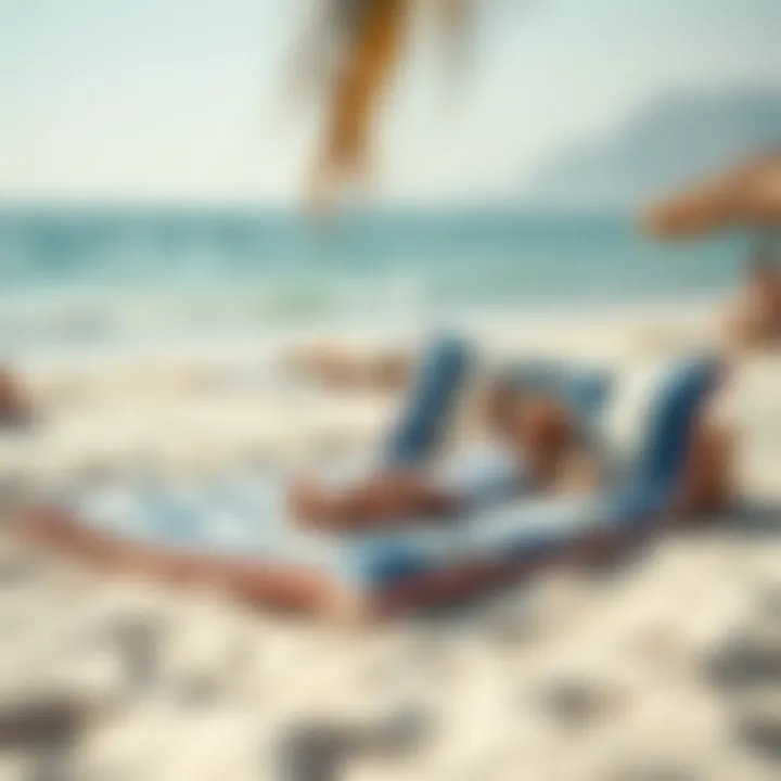 Stylish inflatable beach mat set up for relaxation