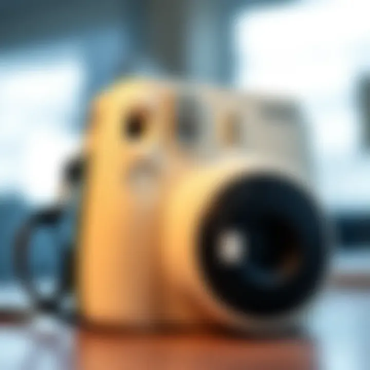 Detailed Features of Instax Camera Close-up view of Instax camera features and buttons