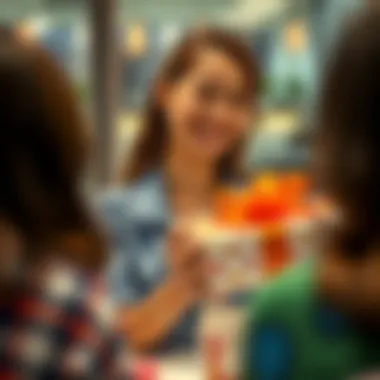 Joyful coworker receiving a gift