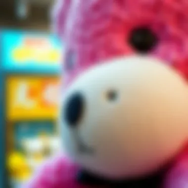 Close-up of intricate craftsmanship on a giant plush toy