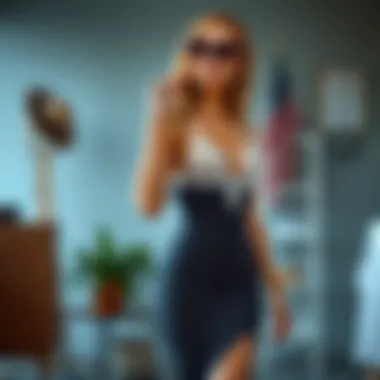 A stylish outfit arrangement featuring the lace cami bodycon dress paired with accessories