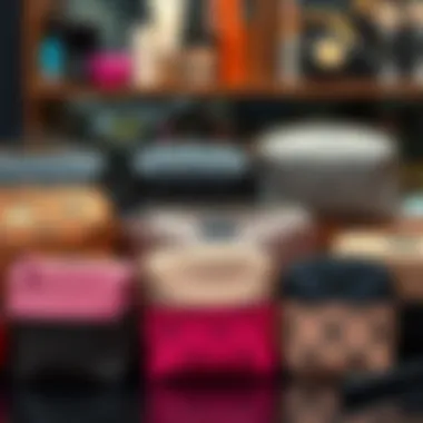 Diverse Designs in Contemporary Makeup Bags Trendy makeup bag collection displaying various designs and materials